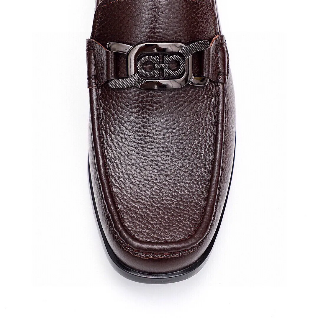 Men's shoes 💰520 💐[Ferragamo/Ferragamo] New 🐲Ferragamo* Ferragamo classic formal leather shoes! It uses imported first-layer pebbled cowhide leather upper + luxurious hardware buckle, and the inner first-layer comfortable cowhide leather lining! Original rubber outsole! Code number 38-44 (45🉑️customized)